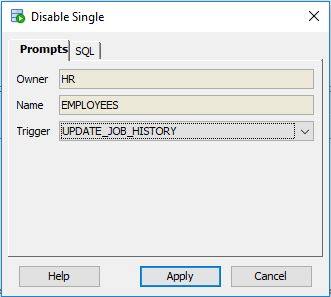 Disable a trigger in Oracle SQL Developer