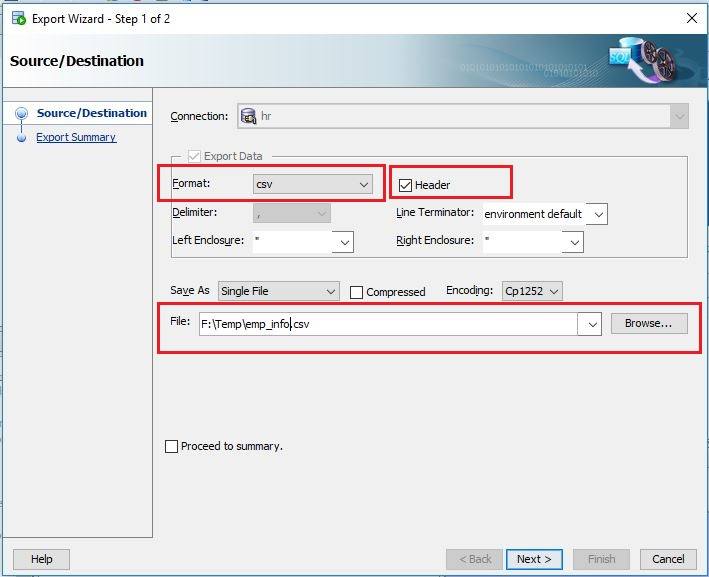 Export table data using SQL query to CSV file in Oracle SQL Developer