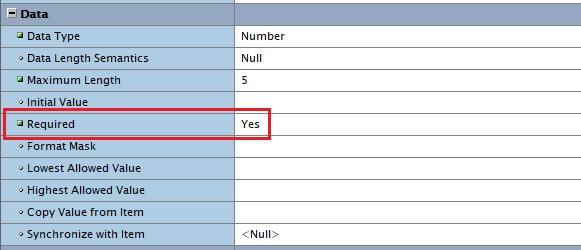 Set a field mandatory in Oracle Forms.
