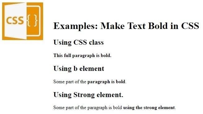 Make text bold using CSS.
