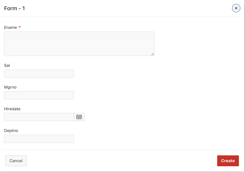 Oracle Apex Form Layout with Label above Item.