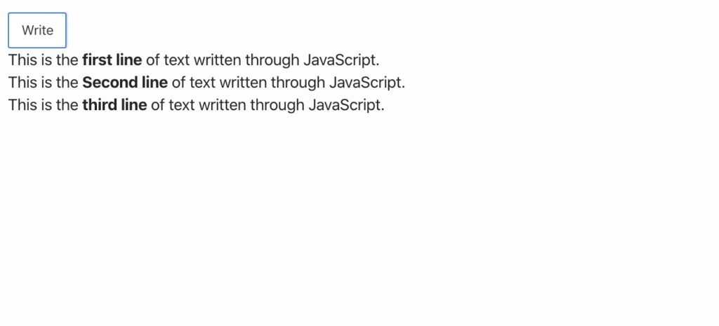 Oracle Apex - write text using JavaScript into a region.