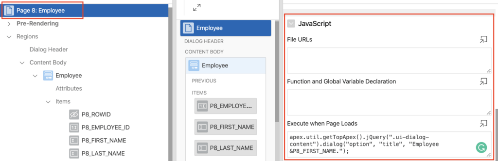 Oracle Apex: Change dialog title example 2.