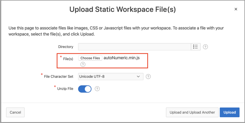 Oracle Apex - Upload workspace static files.