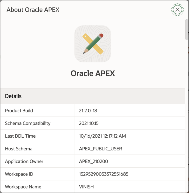 Oracle Apex release 21.2