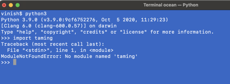 ModuleNotFoundError: No module named 'taming' error in Python.
